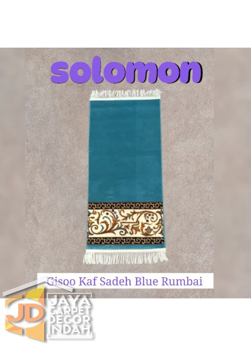 Sajadah Imam  Solomon  motif Gisoo Kaf Sadeh Blue Rumbai ukuran 60 x 120 cm & 60 x 150 cm